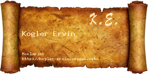 Kogler Ervin névjegykártya